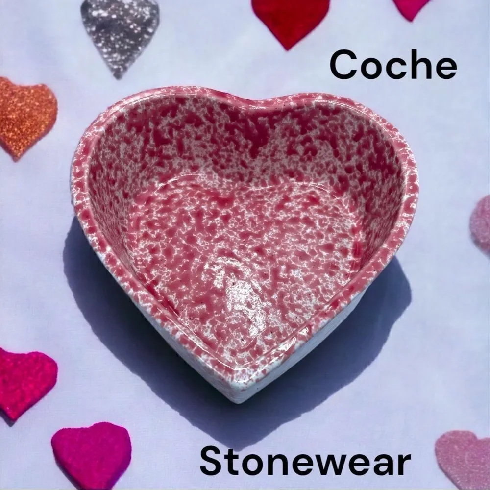 Coche l Heart Shaped Stonewear l Speckled Red & White Heart l Home l Kitchen